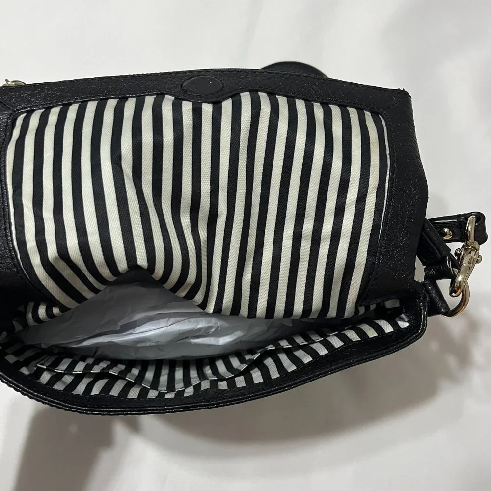 Kate Spade Black Mini Carmen Southport Avenue Leather Fold-Over Crossbody Bag - Picture 3 of 4